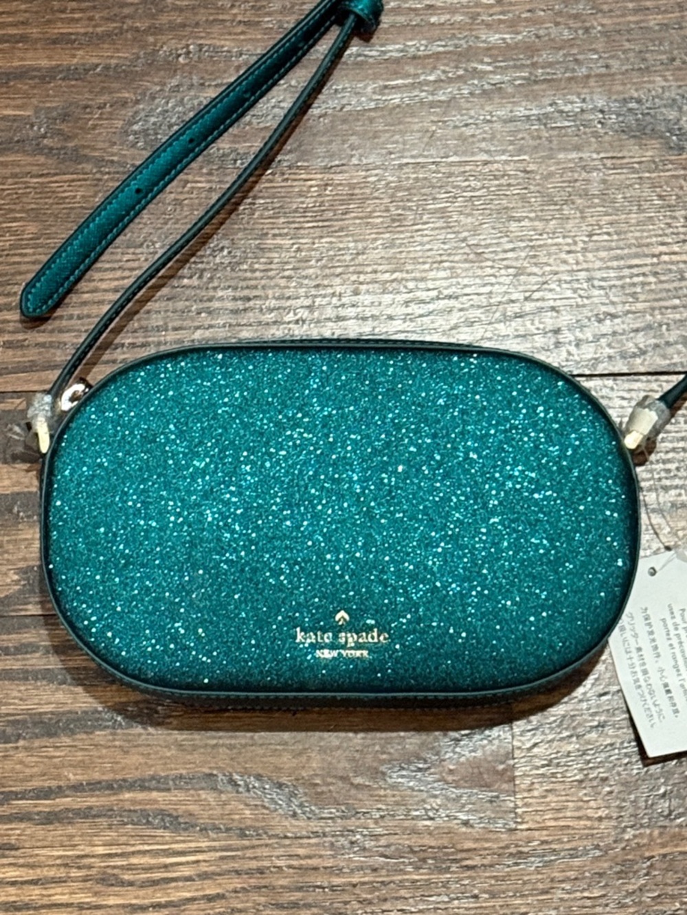Kate Spade Teal Glitter Oval Crossbody Bag
